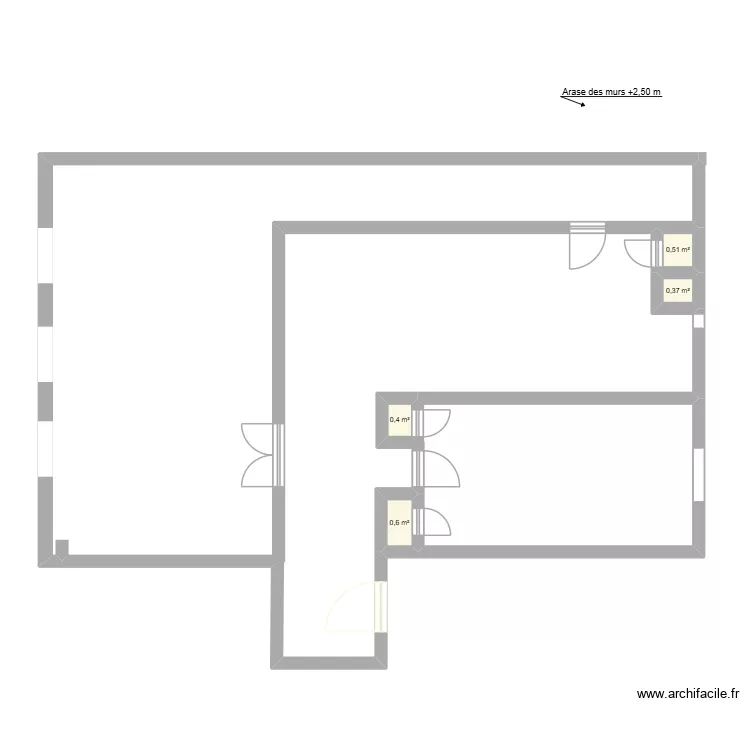 Quai-2. Plan de 4 Pièces et 2 m²