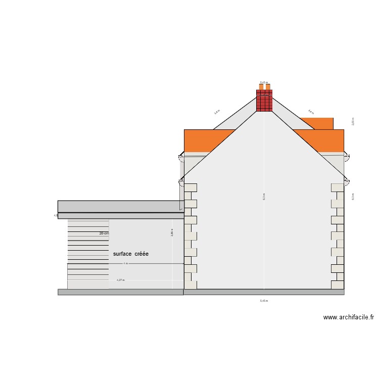 plan façade ouest projetée + local technique. Plan de 0 pièce et 0 m2