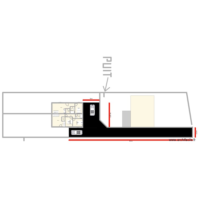 projet 90m2 - terrassement. Plan de 10 pièces et 89 m2