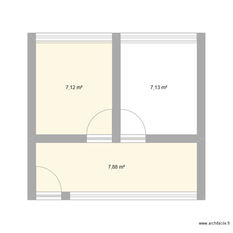 MR.. Plan de 3 pièces et 22 m2