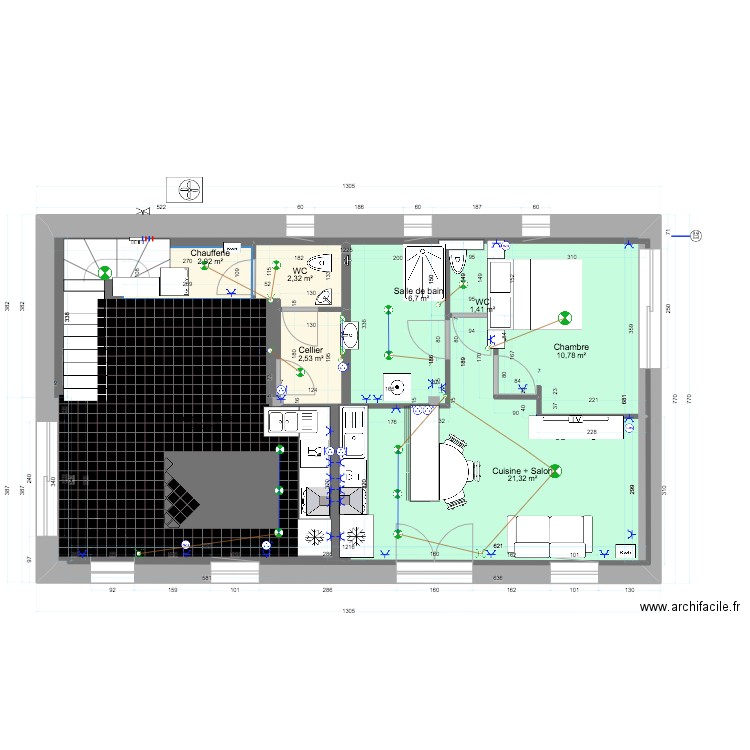 RDC carrelage 3. Plan de 8 pièces et 131 m2