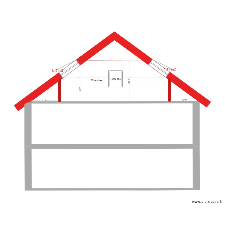 Façade OUEST vue en coupe / 04.12.2025. Plan de 3 pièces et 50 m2
