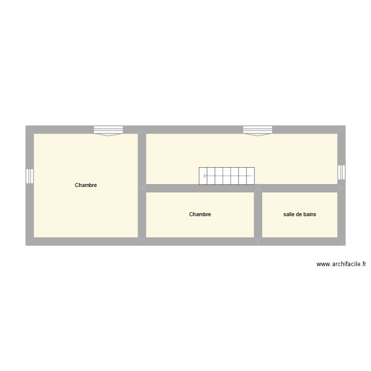 ROQUEVACE état initial étage. Plan de 4 pièces et 33 m2