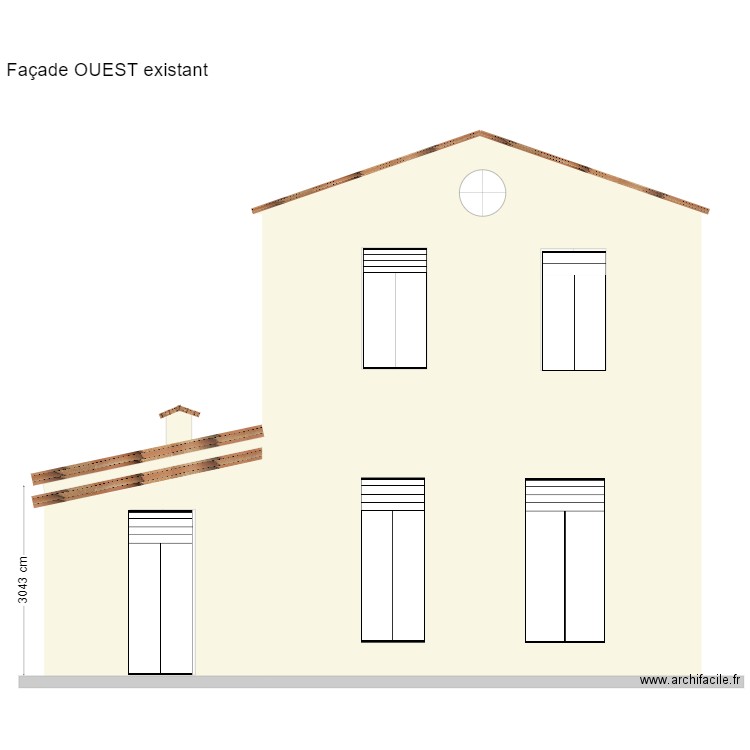 Seb Façade OUEST existant. Plan de 0 pièce et 0 m2