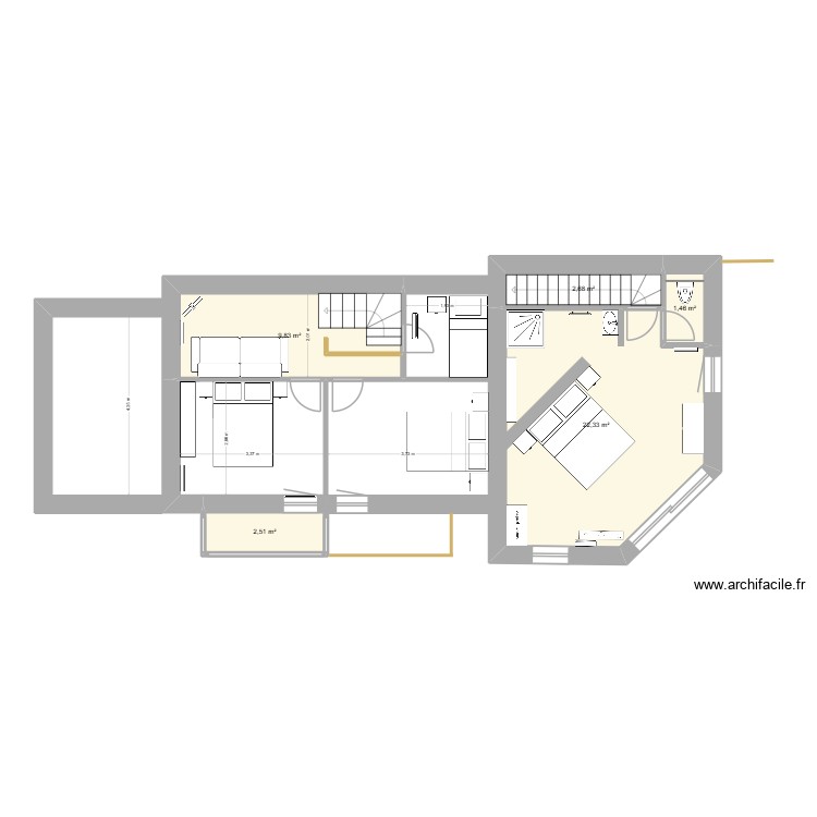 etage chalet. Plan de 0 pièce et 0 m2