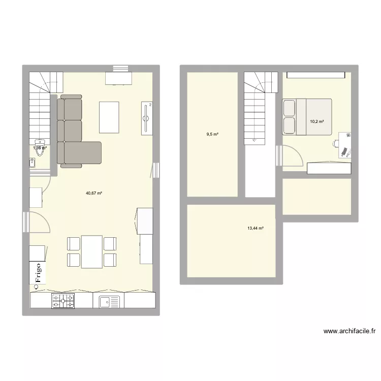 Maison maman d'isalyne. Plan de 5 Pièces et 75 m²