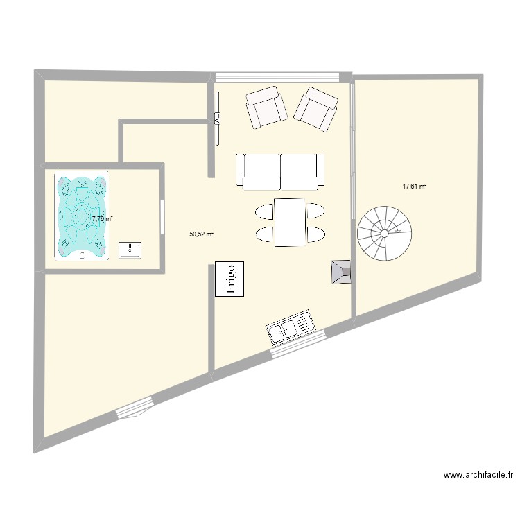 bouismail 1. Plan de 3 pièces et 76 m2