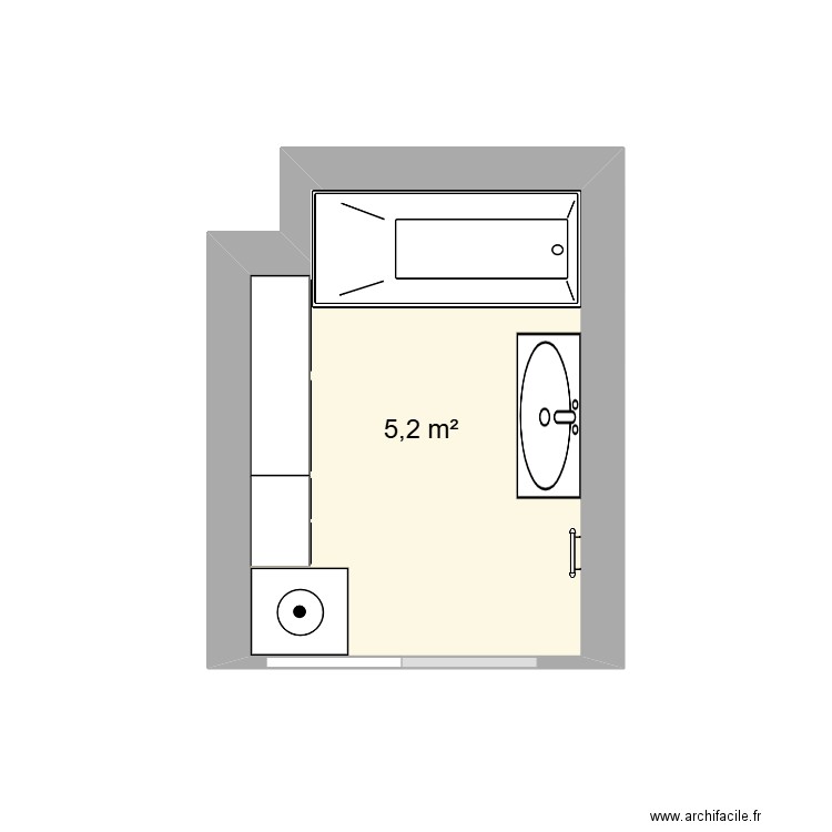sdb clotilde. Plan de 1 pièce et 5 m2
