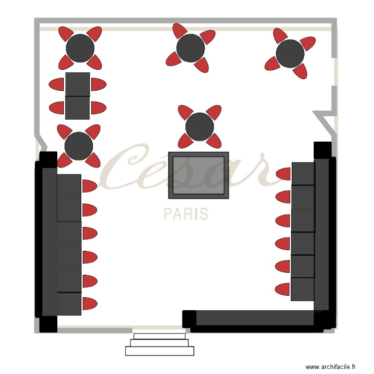 cesar plan. Plan de 1 pièce et 6 m2