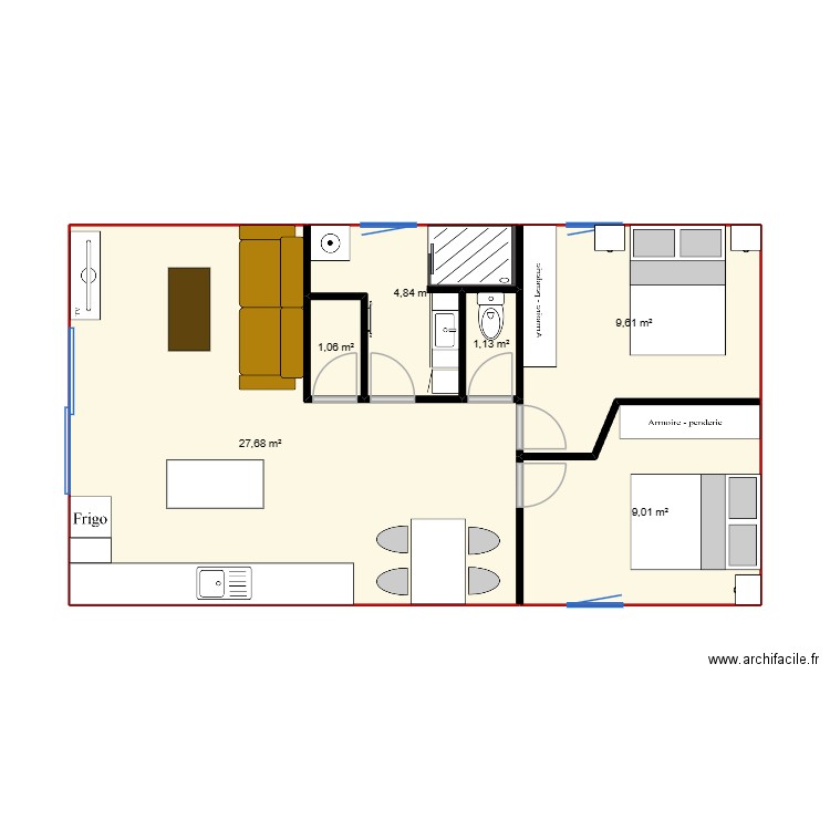maison roquevaire. Plan de 6 pièces et 53 m2