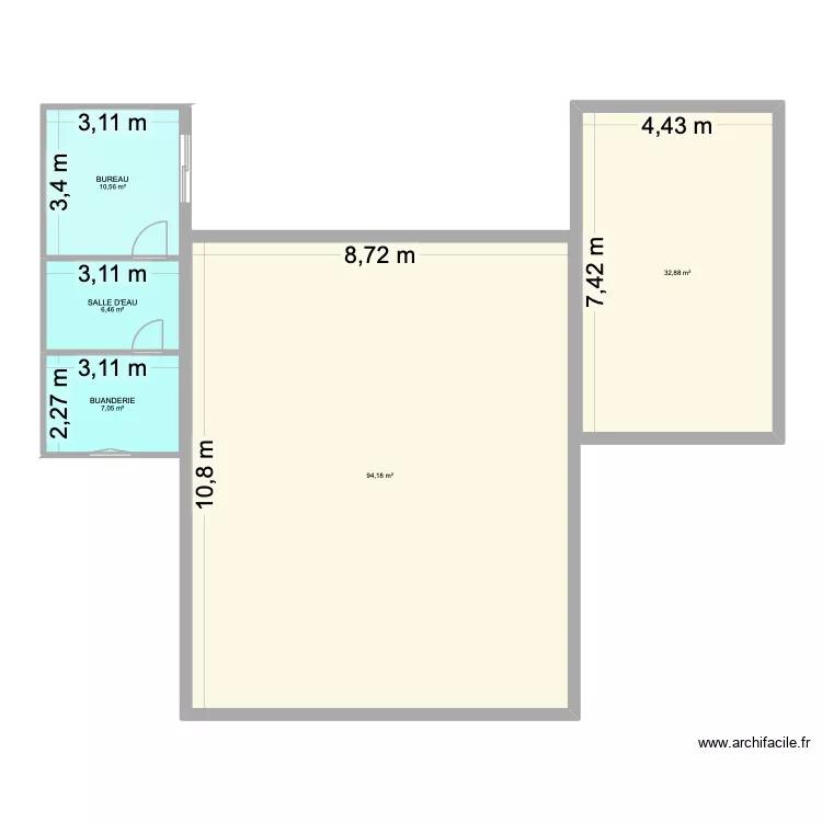 DT ancien garage vide. Plan de 5  et 151 m²