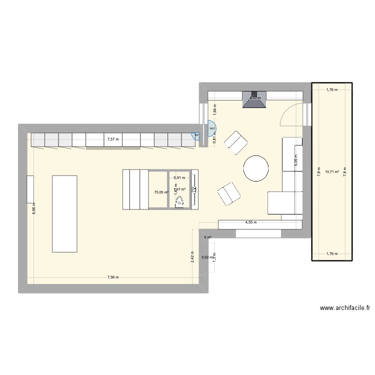 Manigod - bis. Plan de 5 pièces et 92 m2
