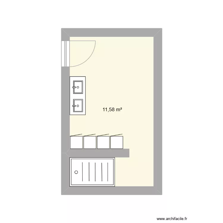 sdb 2026. Plan de 1  et 12 m²