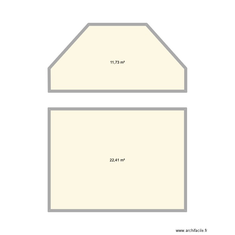 extension. Plan de 2 pièces et 34 m2