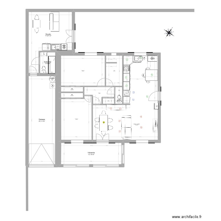 Maison Garage 8 Amenagement. Plan de 13 pièces et 129 m2