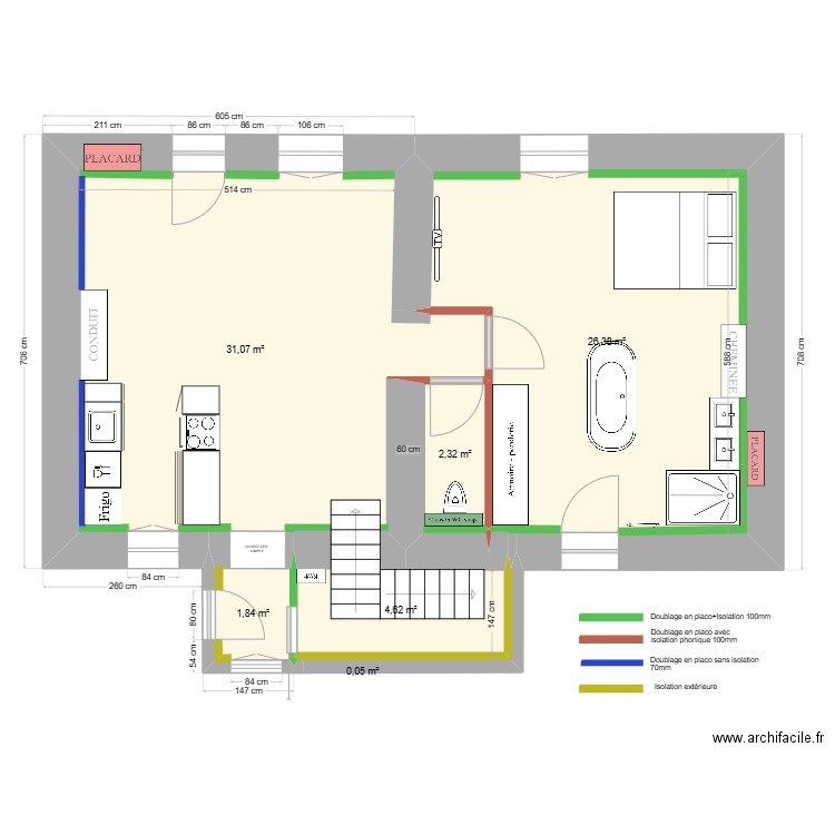 Plan 2 agencement Maison Cheilly Les Maranges. Plan de 6 pièces et 66 m2
