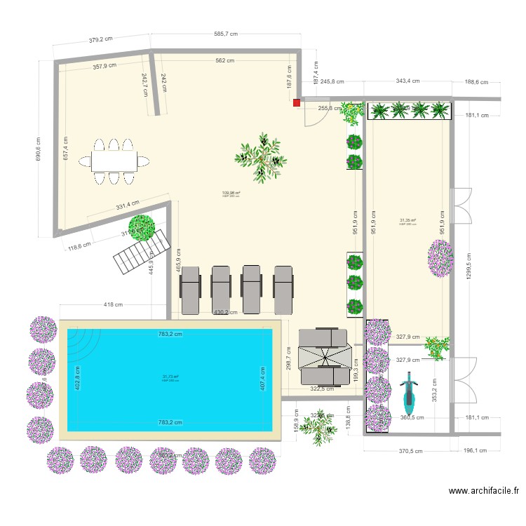 Pontos extérieur 4. Plan de 3 pièces et 173 m2