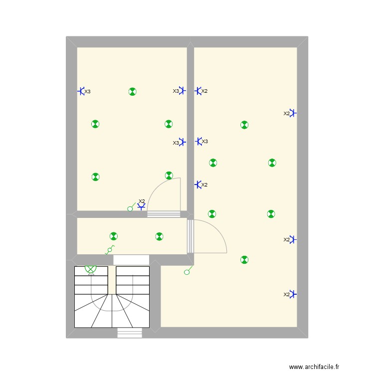 électricité - 2e étage. Plan de 4 pièces et 34 m2