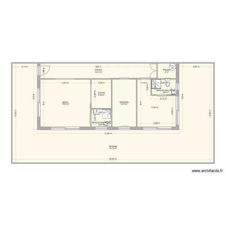 Maison 60m2 plein pied. Plan de 9  et 134 m²