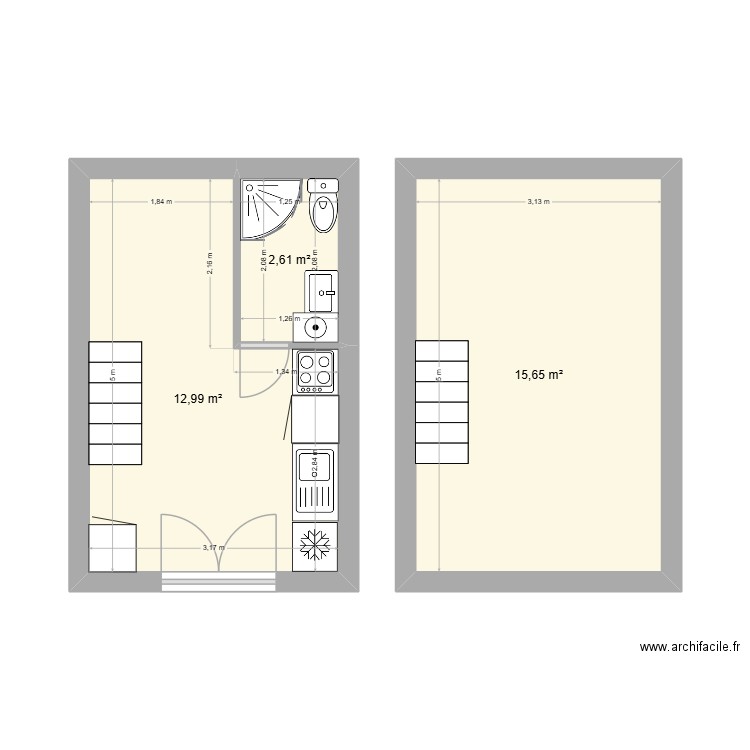 Leucate. Plan de 3 pièces et 31 m2