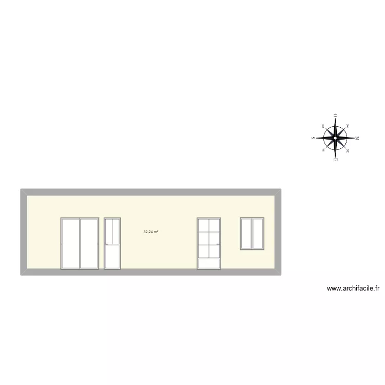 RDC N&deg;76/2. Plan de 1 Pièce et 32 m²