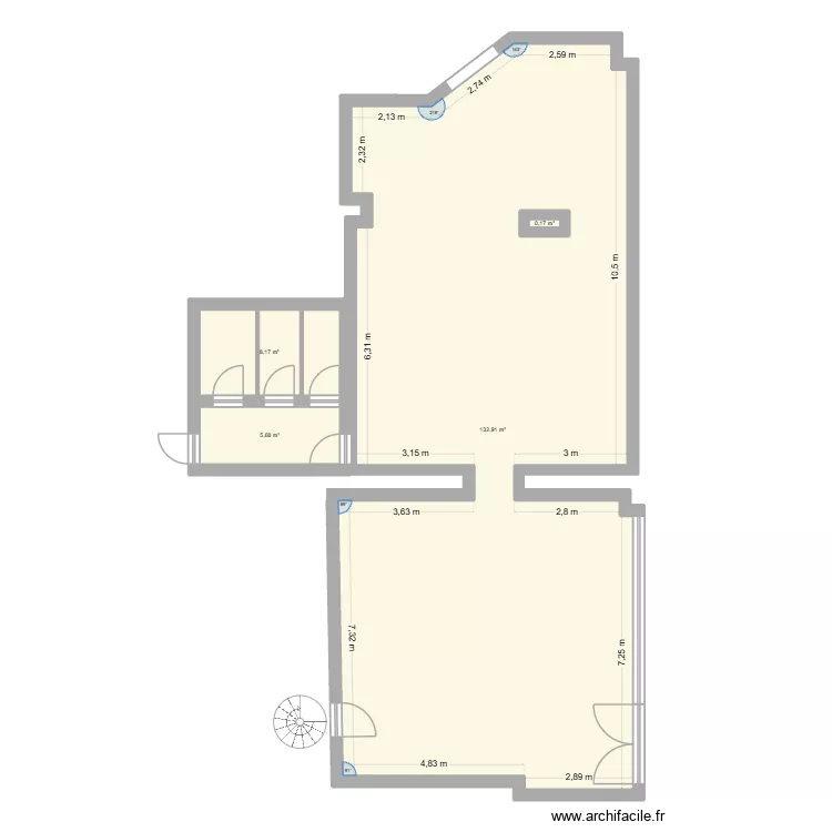 Plan Boulangerie Bas. Plan de 4 Pièces et 148 m²