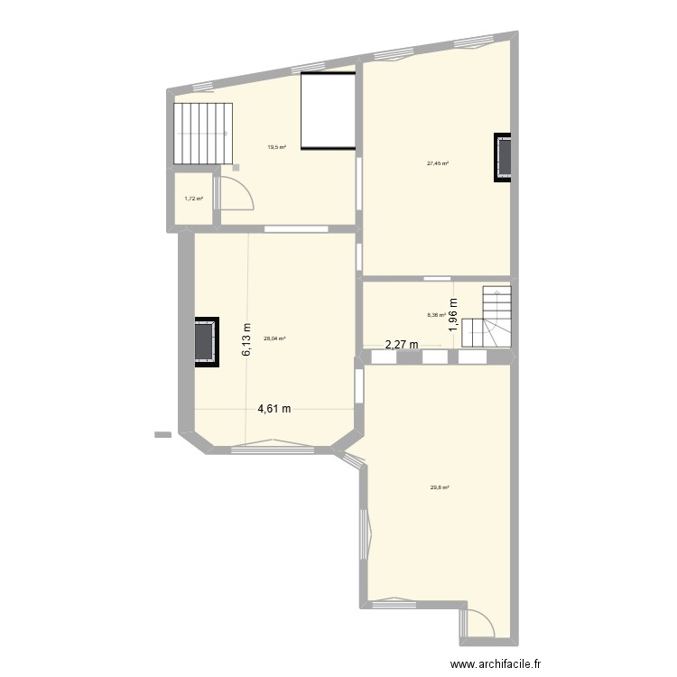 plan Dulud RDC coté verif SAM entrée. Plan de 6 pièces et 115 m2