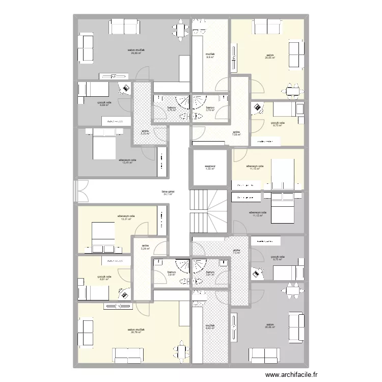 celaliye 1263/3 bah&ccedil;e kat. Plan de 