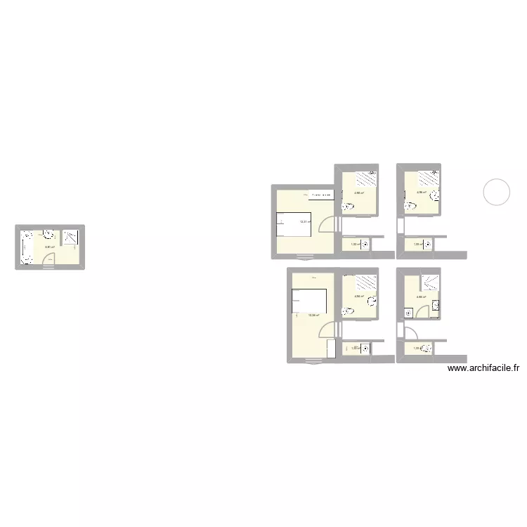 projection SDB 214. Plan de 11  et 56 m²