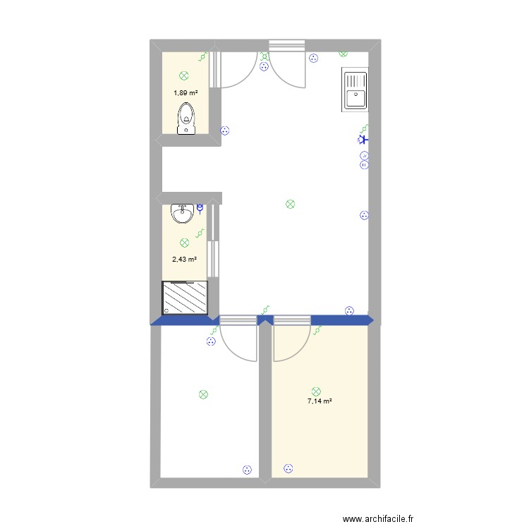 dom V1. Plan de 3 pièces et 11 m2