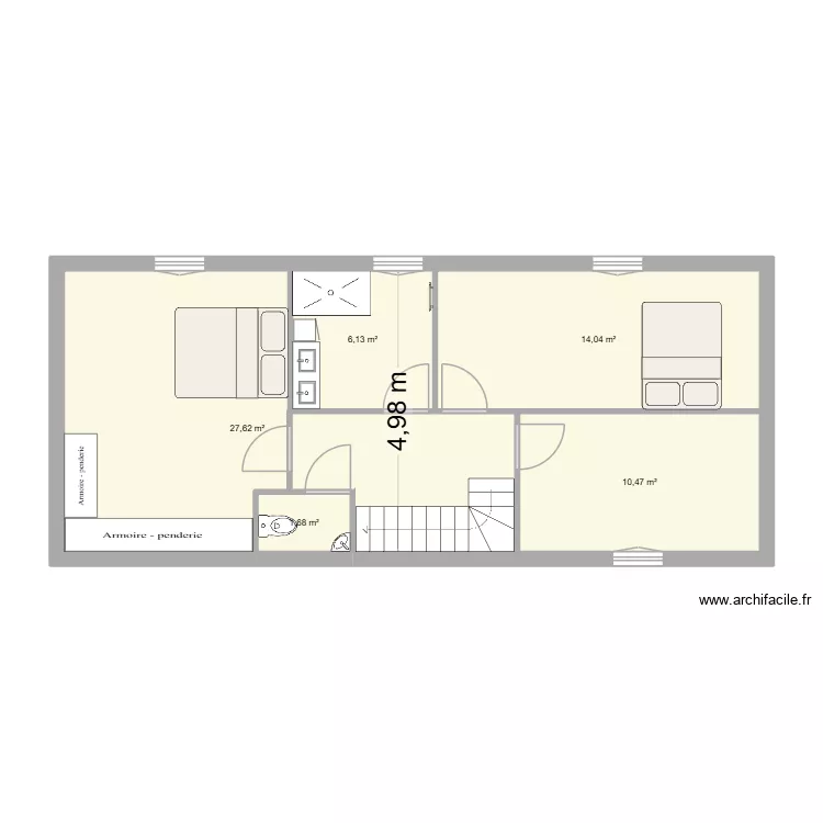Etage maransin. Plan de 5 Pièces et 60 m²