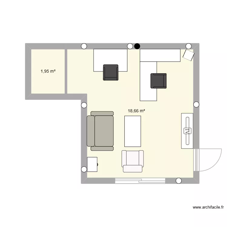 STUDIO 98. Plan de 2 Pièces et 21 m²