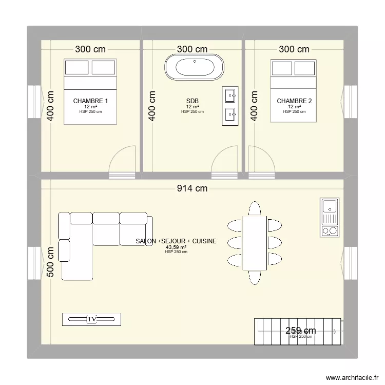OYRIERE RDC + ETAGE. Plan de 