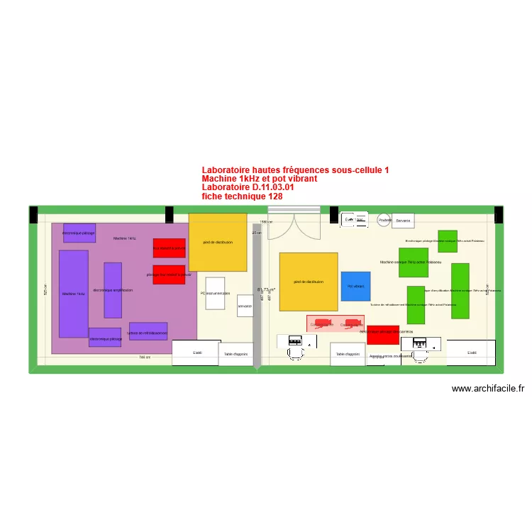 Labo hautes fr&eacute;quences sous cellule 2 V1. Plan de 