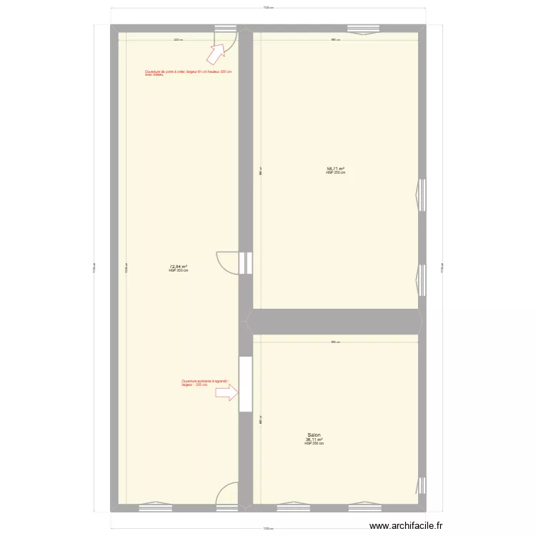 plan eva sans cloisons pour ma&ccedil;onnerie. Plan de 