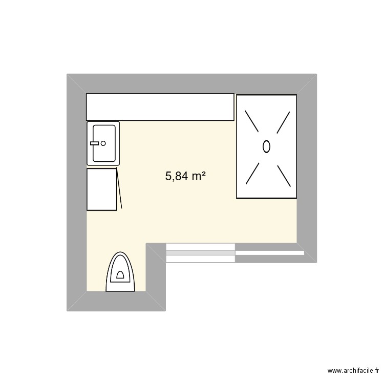 SDB1. Plan de 1 pièce et 6 m2