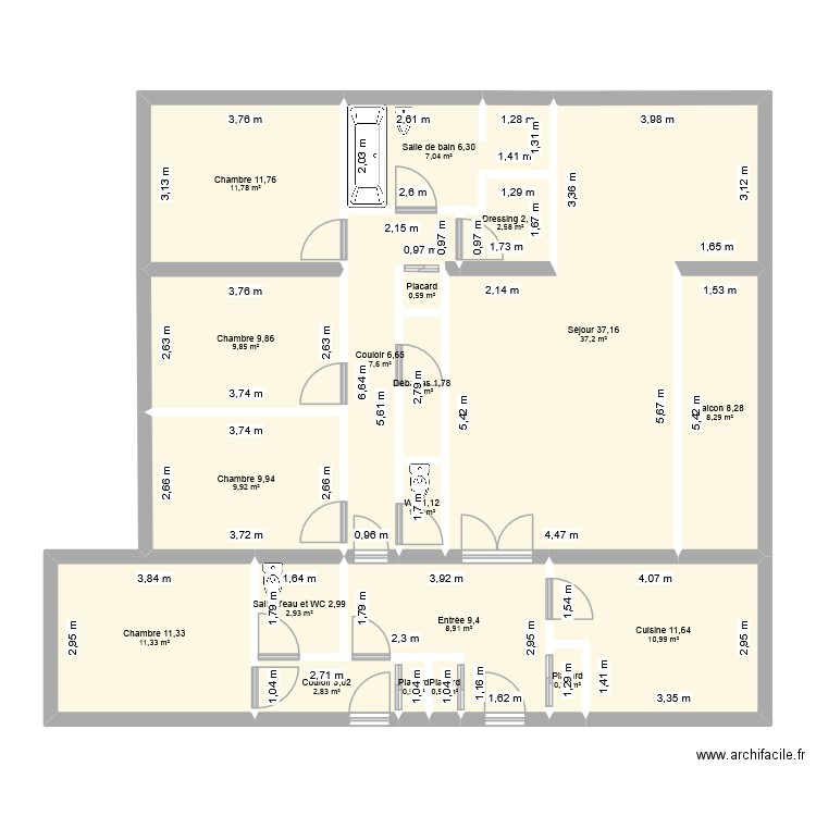 23 Quai Gambetta. Plan de 19 pièces et 137 m2