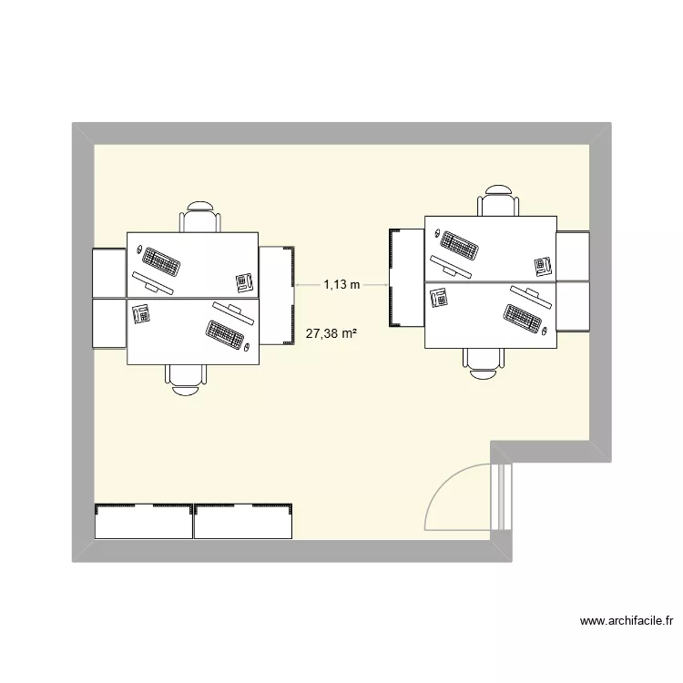 Bureau COE manager B5 R+1. Plan de 1  et 27 m²