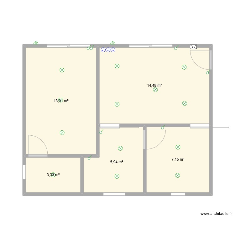 extension elec. Plan de 5 pièces et 44 m2