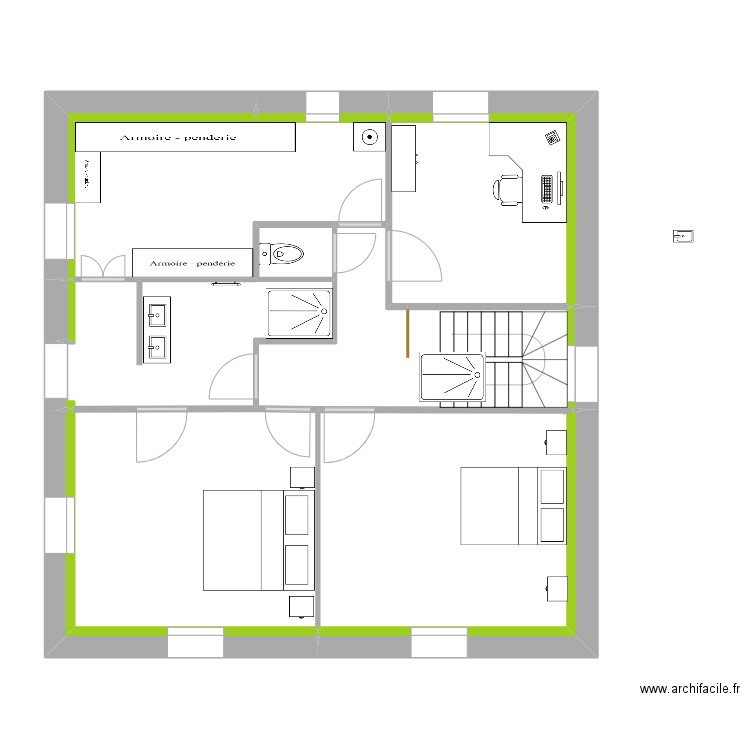 Maison nouvelle étage modif 1. Plan de 14 pièces et 76 m2