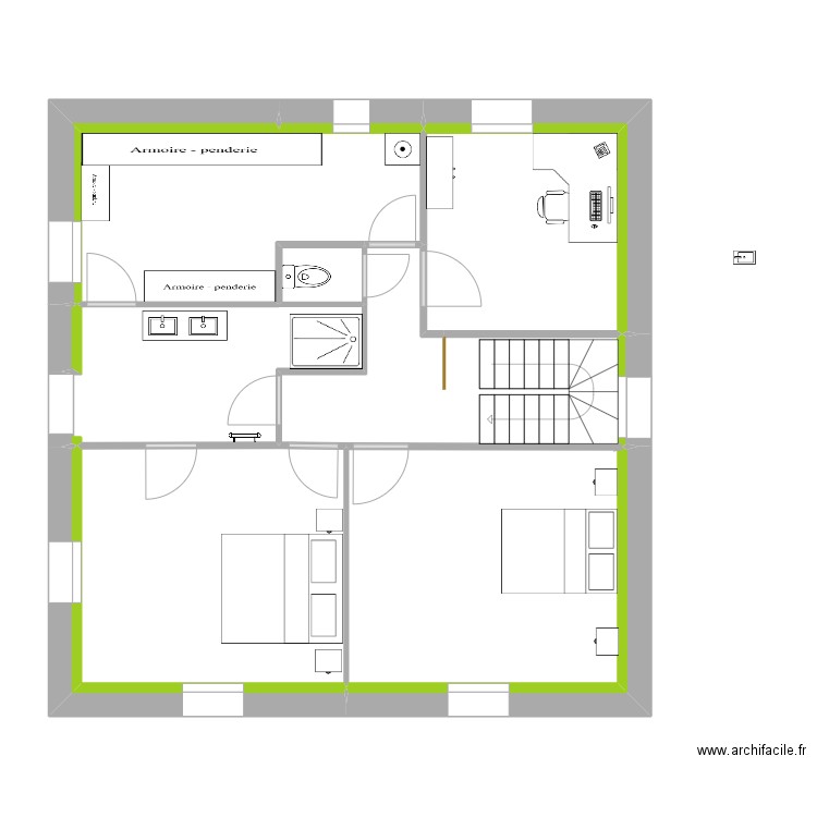 Maison nouvelle étage modif 1. Plan de 13 pièces et 77 m2