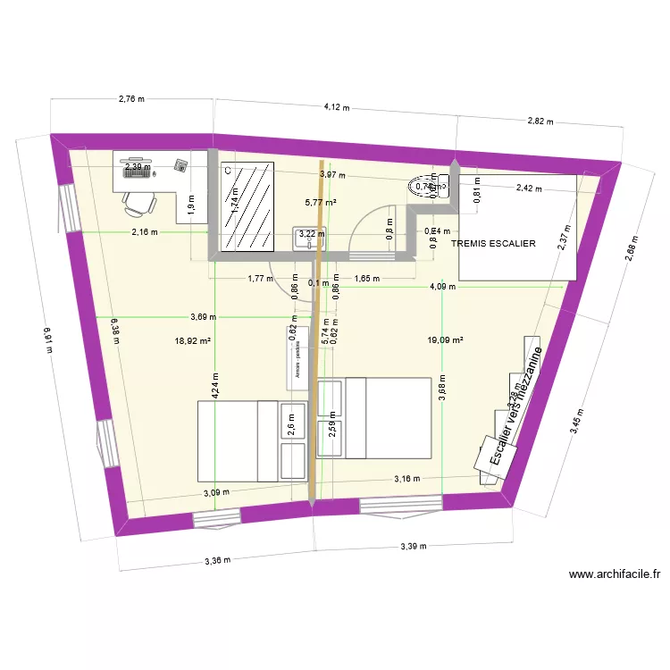 ET2-v20. Plan de 3 et 44 m² ET2-v20. Plan de 3 et 44 m²