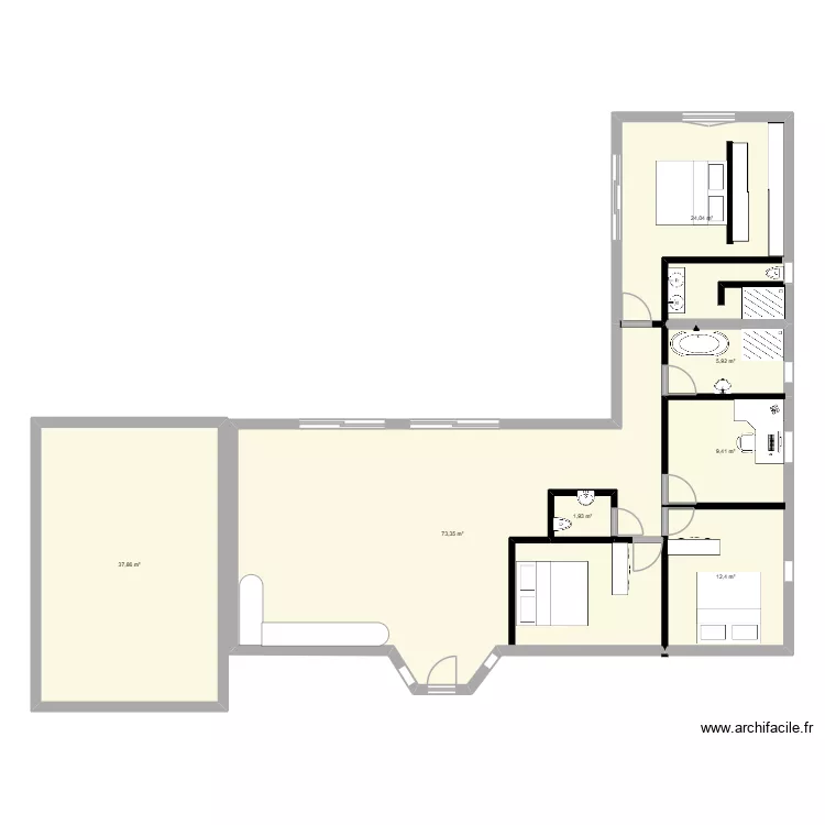 Val 2. Plan de 7  et 165 m²