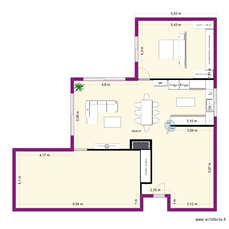 GAILLAN3. Plan de 1 pièce et 130 m2