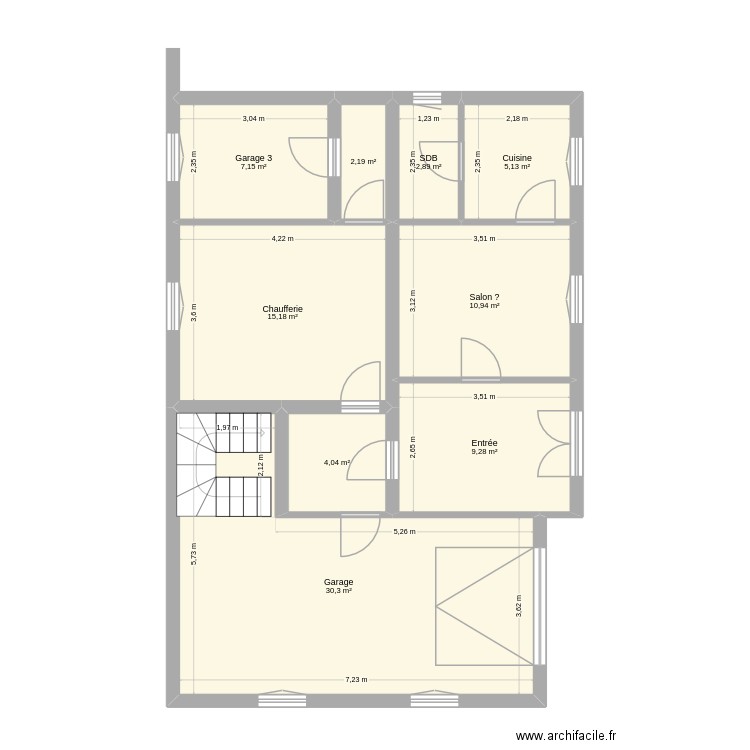 Maison Dr Jeune RDC. Plan de 9 pièces et 87 m2