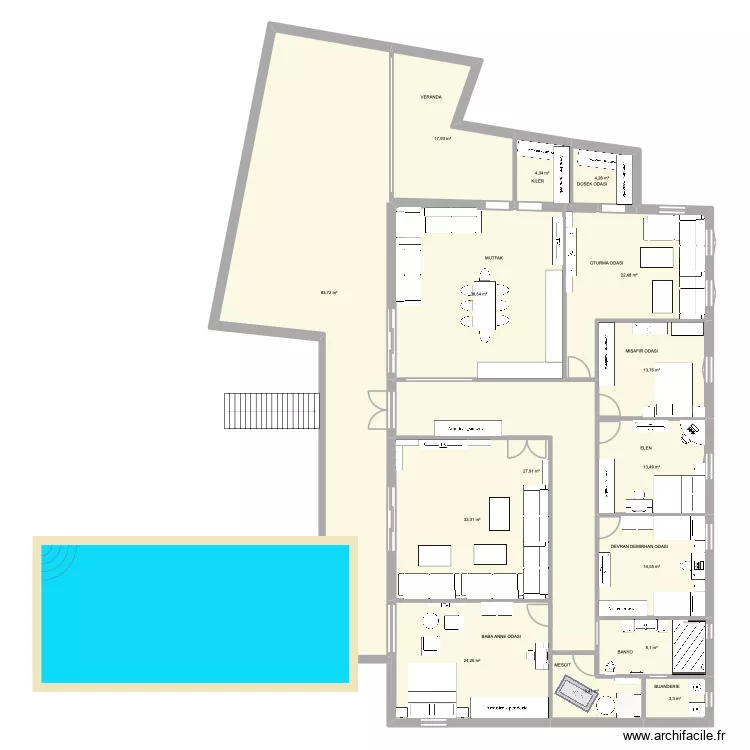 chez moi 23. Plan de 15  et 316 m²
