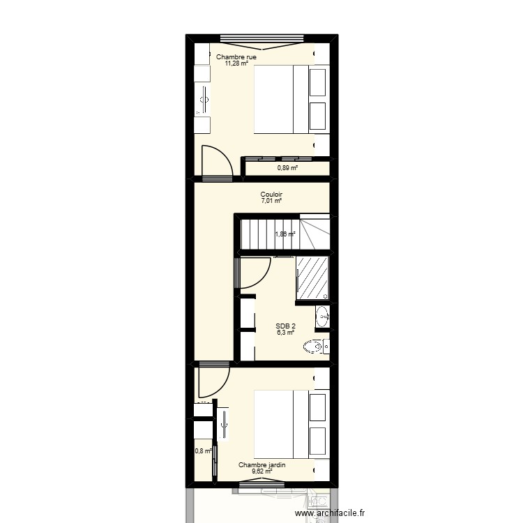 Maison toit plat vraies mesures V2. Plan de 16 pièces et 103 m2