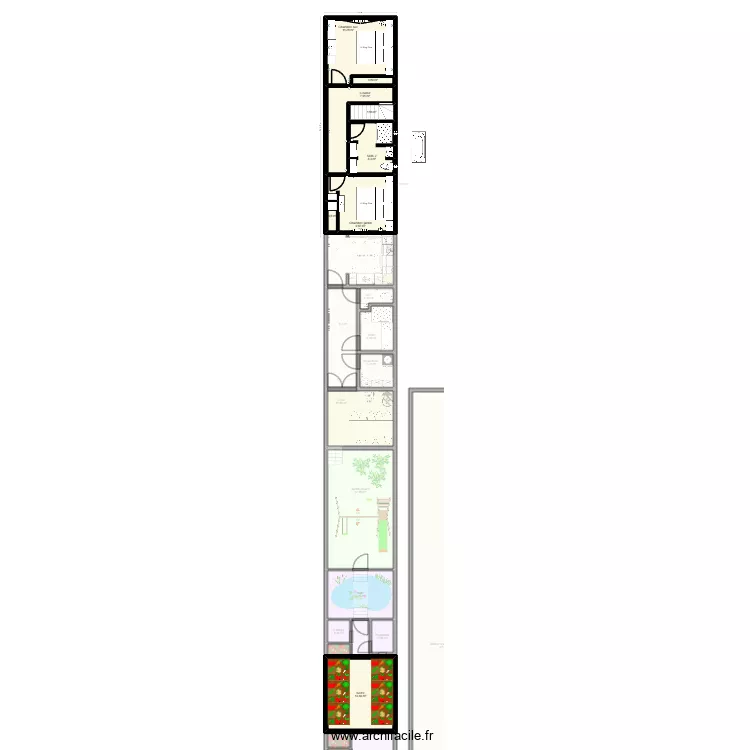 Maison toit plat vraies mesures V2. Plan de 