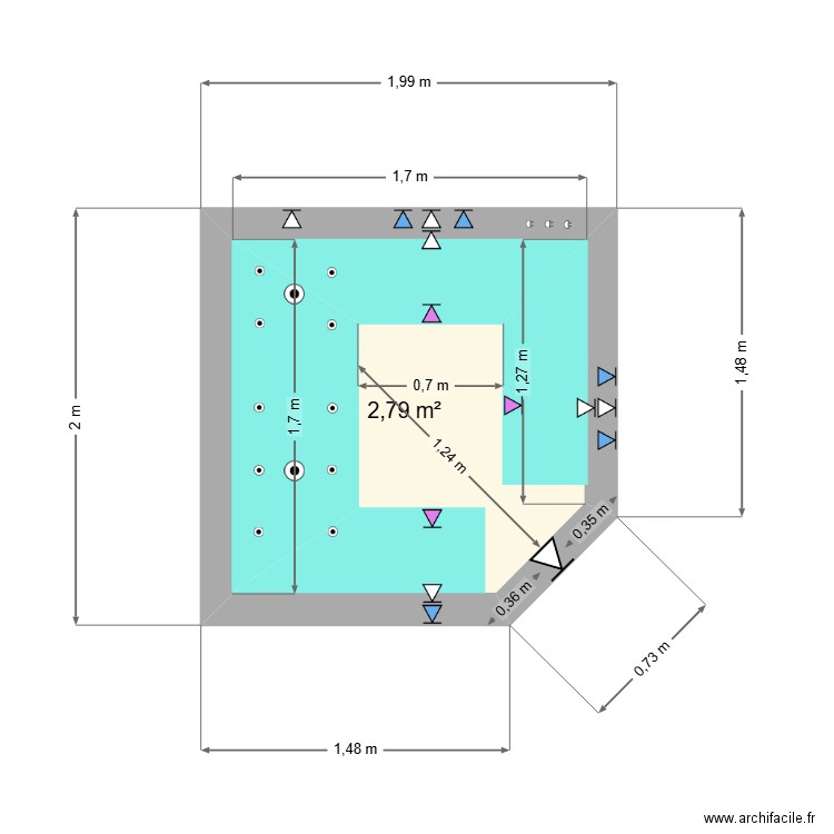 Spa nouveau . Plan de 1 pièce et 3 m2