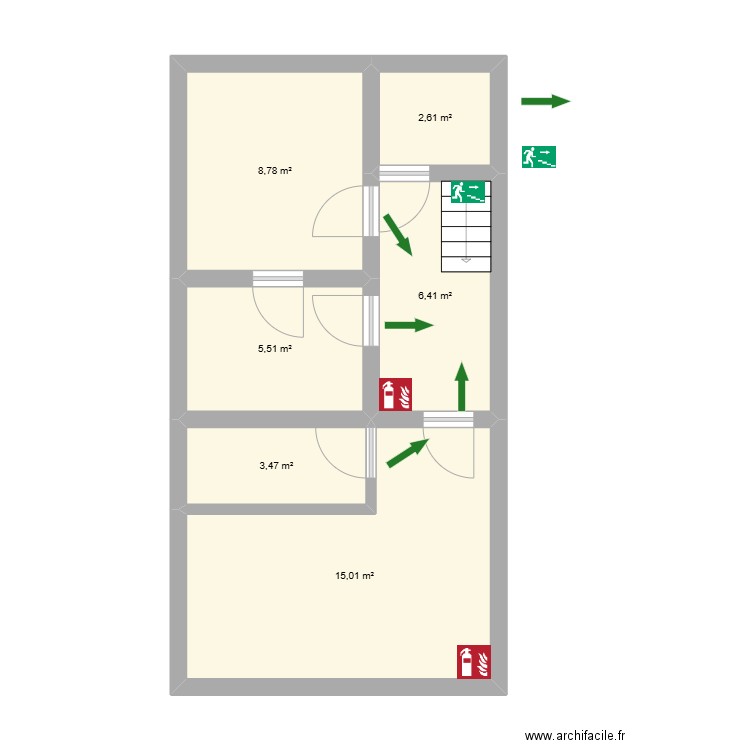 116 haut plan. Plan de 6 pièces et 42 m2
